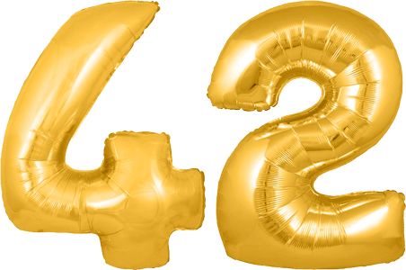 34″ Giant Gold No. 42 Balloon