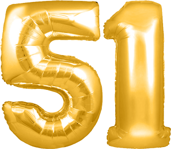 32 Inch Silver Number 51 Balloons - Foil Digit Balloons For Birthday Parties & Events