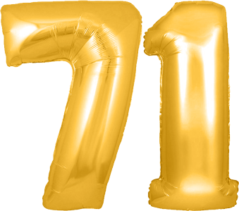 34″ Giant Gold No. 71 Balloon
