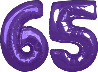 65th Birthday Balloons: 65 Balloons Delivered - Buy Online – Party Save Smile