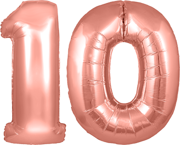 34″ Giant Rose Gold No. 10 Balloon