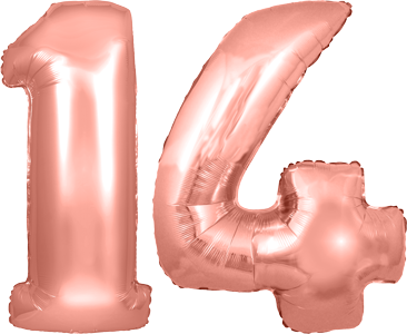 34″ Giant Rose Gold No. 14 Balloon