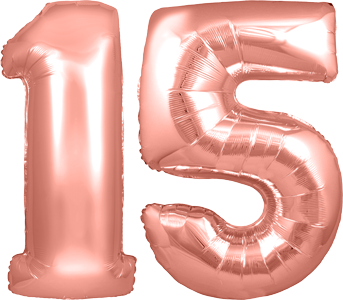 34″ Giant Rose Gold No. 15 Balloon