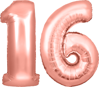 34″ Giant Rose Gold No. 16 Balloon