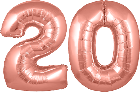 34″ Giant Rose Gold No. 20 Balloon