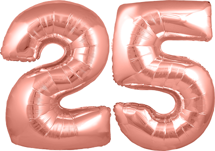 34″ Giant Rose Gold No. 25 Balloon