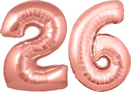 34″ Giant Rose Gold No. 26 Balloon