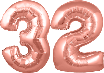 34″ Giant Rose Gold No. 32 Balloon
