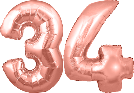 34″ Giant Rose Gold No. 34 Balloon