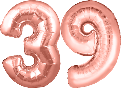 34″ Giant Rose Gold No. 39 Balloon