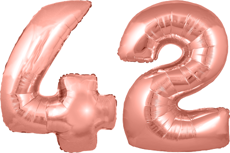 34″ Giant Rose Gold No. 42 Balloon