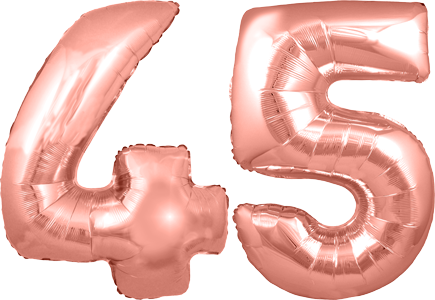 34″ Giant Rose Gold No. 45 Balloon