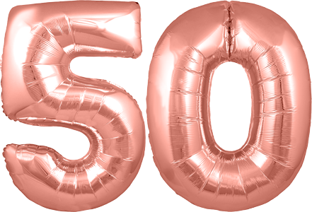 34″ Giant Rose Gold No. 50 Balloon