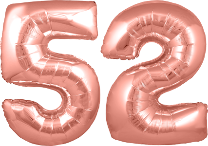 34″ Giant Rose Gold No. 52 Balloon