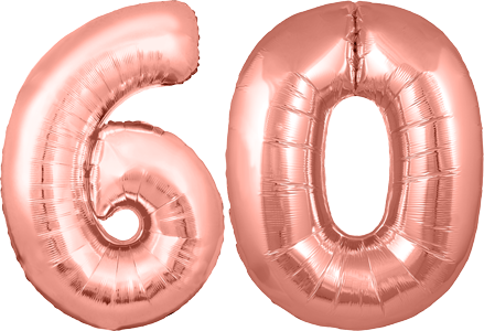 34″ Giant Rose Gold No. 60 Balloon