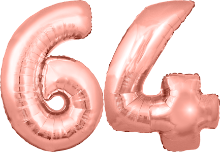 34″ Giant Rose Gold No. 64 Balloon