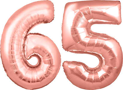 34″ Giant Rose Gold No. 65 Balloon