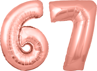 34″ Giant Rose Gold No. 67 Balloon
