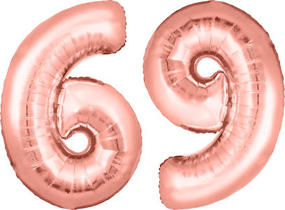 34″ Giant Rose Gold No. 69 Balloon