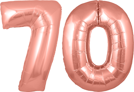 34″ Giant Rose Gold No. 70 Balloon