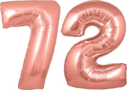 34″ Giant Rose Gold No. 72 Balloon