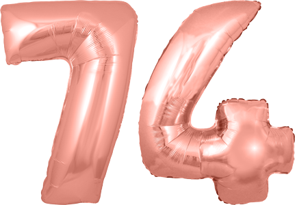 34″ Giant Rose Gold No. 74 Balloon