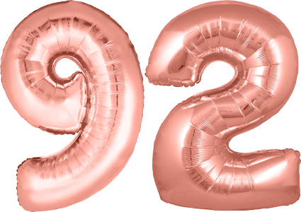34″ Giant Rose Gold No. 92 Balloon