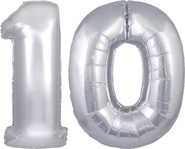 34″ Giant Silver No. 10 Balloon