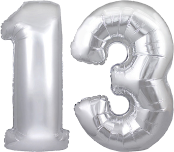 34″ Giant Silver No. 13 Balloon