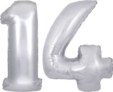 34″ Giant Silver No. 14 Balloon
