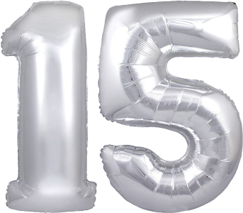34″ Giant Silver No. 15 Balloon