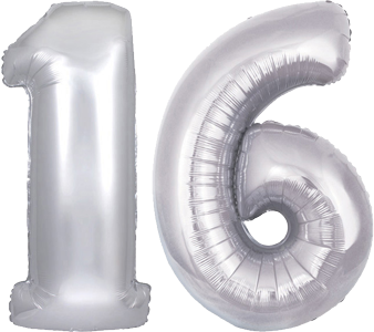 34″ Giant Silver No. 16 Balloon