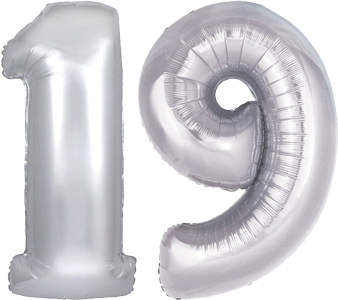 34″ Giant Silver No. 19 Balloon