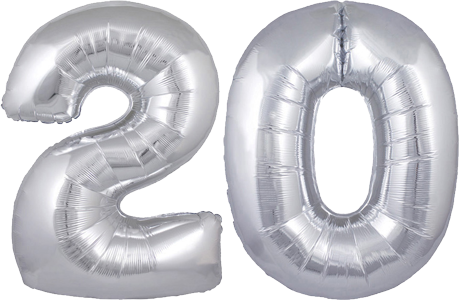 34″ Giant Silver No. 20 Balloon