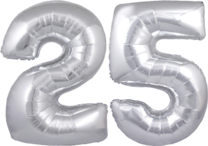 34″ Giant Silver No. 25 Balloon