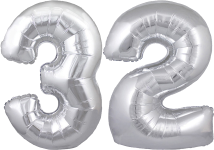 34″ Giant Silver No. 32 Balloon