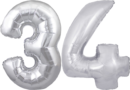 34″ Giant Silver No. 34 Balloon