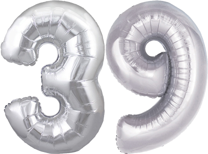 34″ Giant Silver No. 39 Balloon