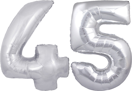 34″ Giant Silver No. 45 Balloon