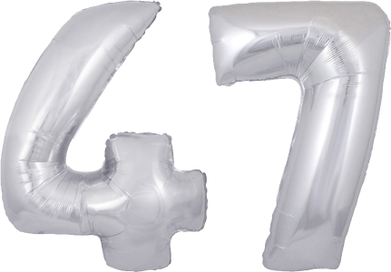 34″ Giant Silver No. 47 Balloon