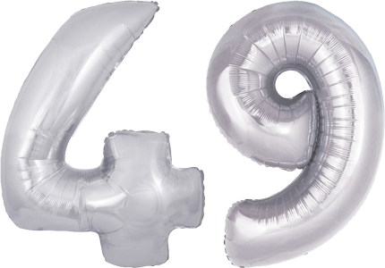 34″ Giant Silver No. 49 Balloon