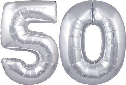34″ Giant Silver No. 50 Balloon