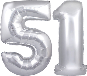34″ Giant Silver No. 51 Balloon
