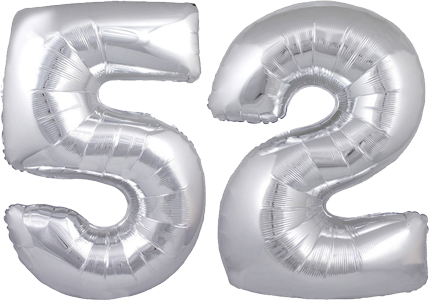 34″ Giant Silver No. 52 Balloon