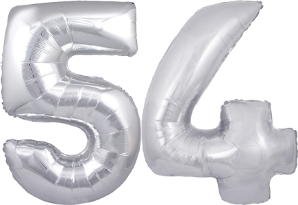 34″ Giant Silver No. 54 Balloon