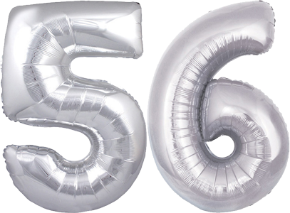 34″ Giant Silver No. 56 Balloon