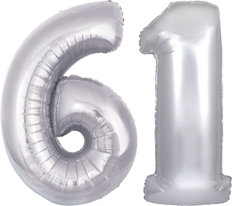 34″ Giant Silver No. 61 Balloon