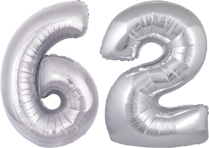 34″ Giant Silver No. 62 Balloon