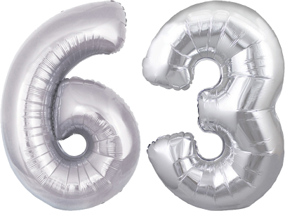 34″ Giant Silver No. 63 Balloon