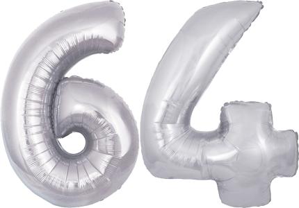 34″ Giant Silver No. 64 Balloon
